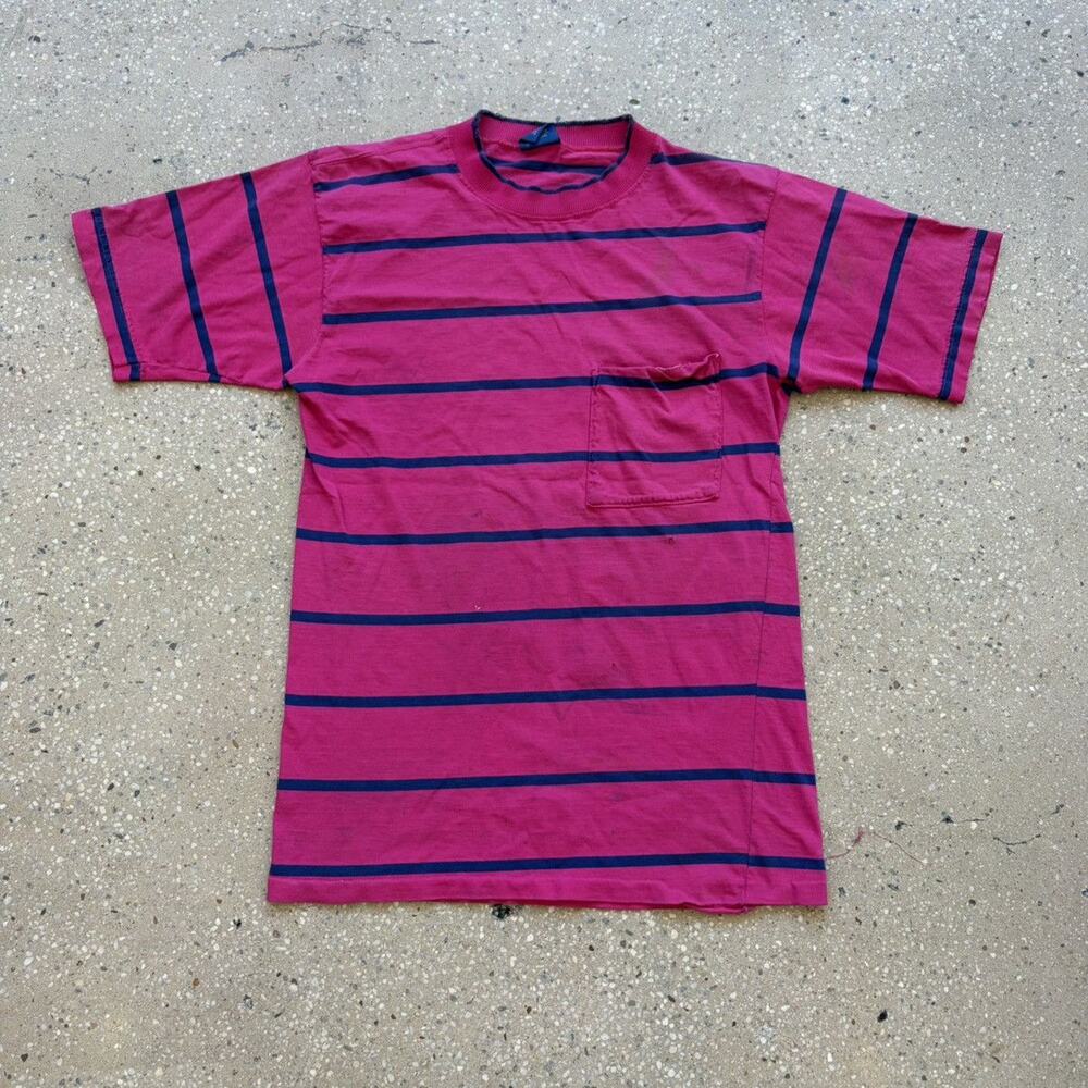 Vintage 90s Cambridge Classics Pink Striped Pocket T-Shirt